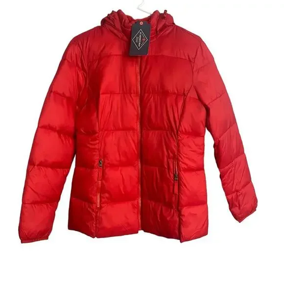 NWT Red Puffer Coat Jacket Removable Hood Size SMALL - Picture 1 of 16